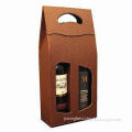 Corrugated Paper Wine Box for Two Bottles, Customized Shapes and Sizes Available